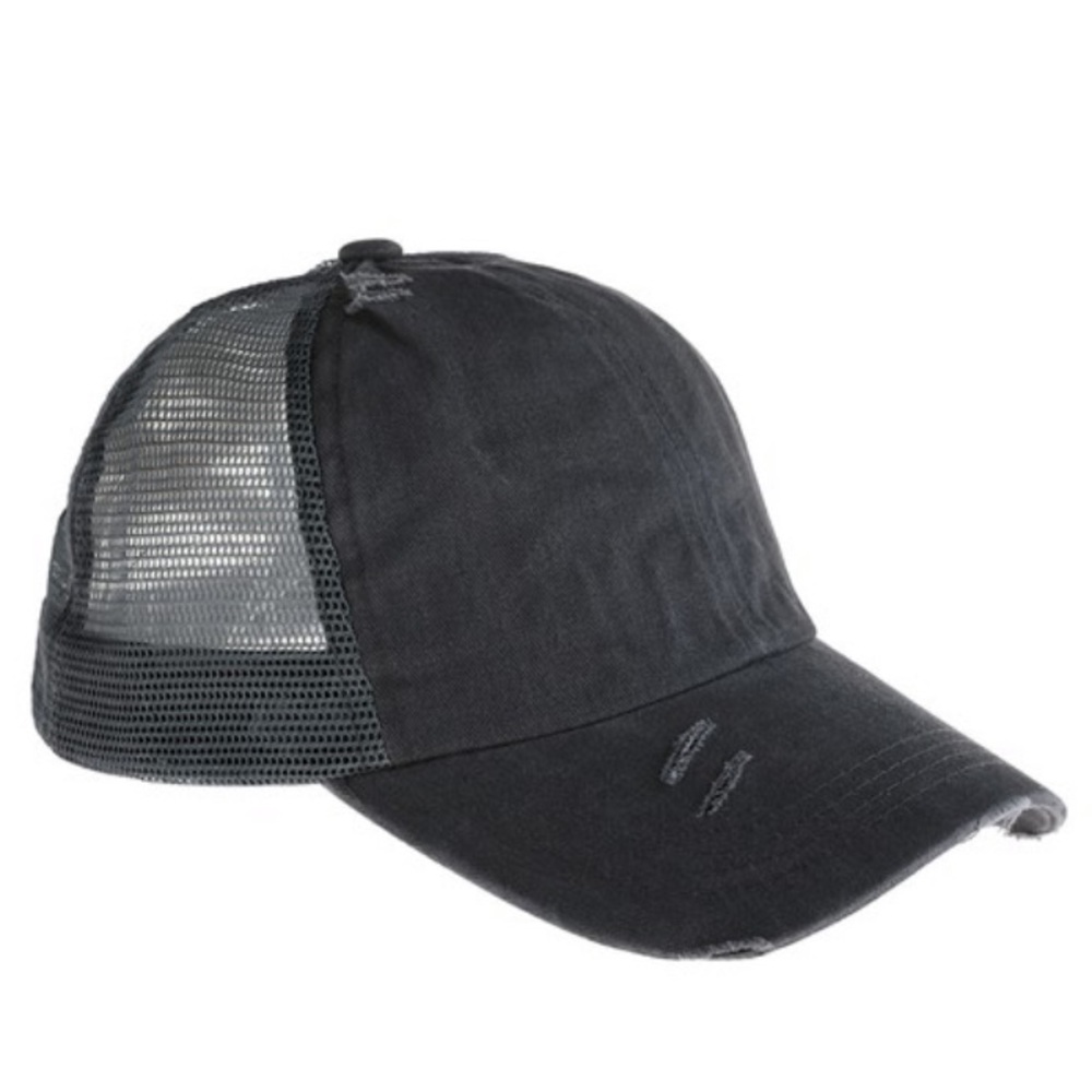 Top Knot Distressed Gray baseball hat - Picture 5 of 6